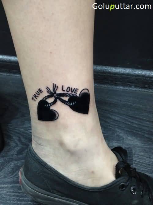 True Love Heart Ankle Tattoo For Girls