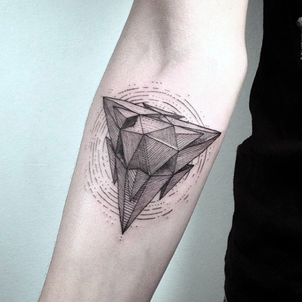 Unique 3D Triangle Tattoo On Forearm