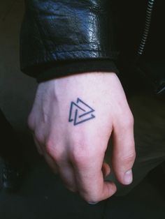 Unique Black Triangle Tattoo On Right Hand