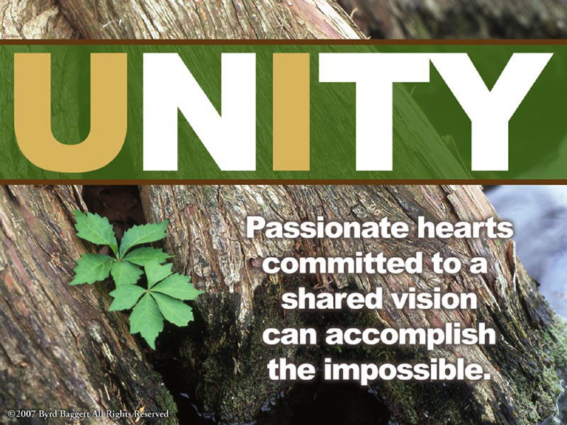 Unity; Passionate hearts committed to a shared vision can accomplish the impossible