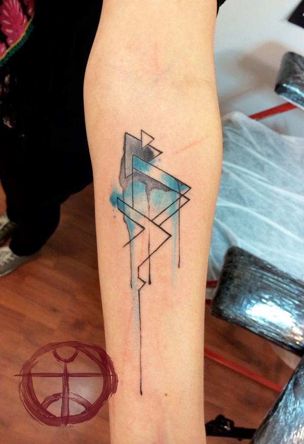 Watercolor Triangles Tattoo On Left Forearm