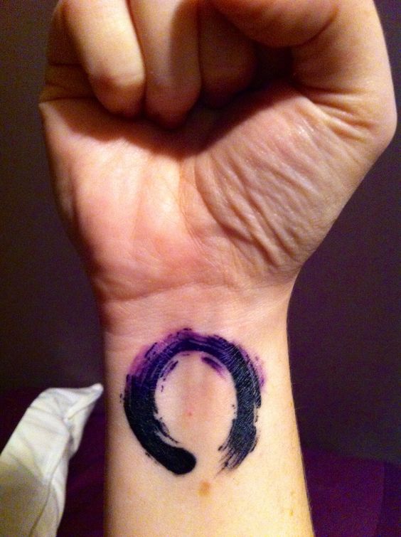 Watercolor Zen Circle Tattoo On Right Wrist