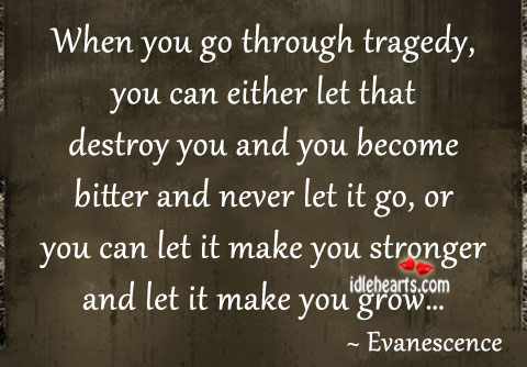 When you go through tragedy, you can either let that destroy you and you become bitter and never let it go, or you can let it make your... Evanescence
