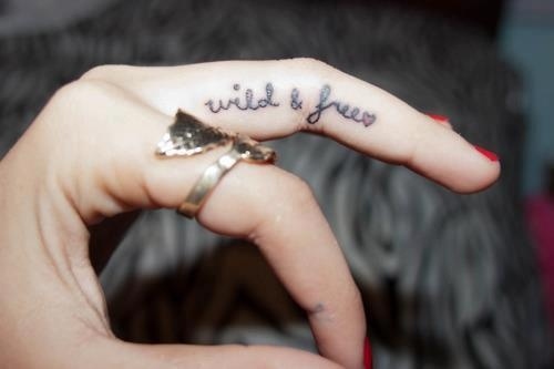 Wild And Free Side Finger Tattoo For Girls