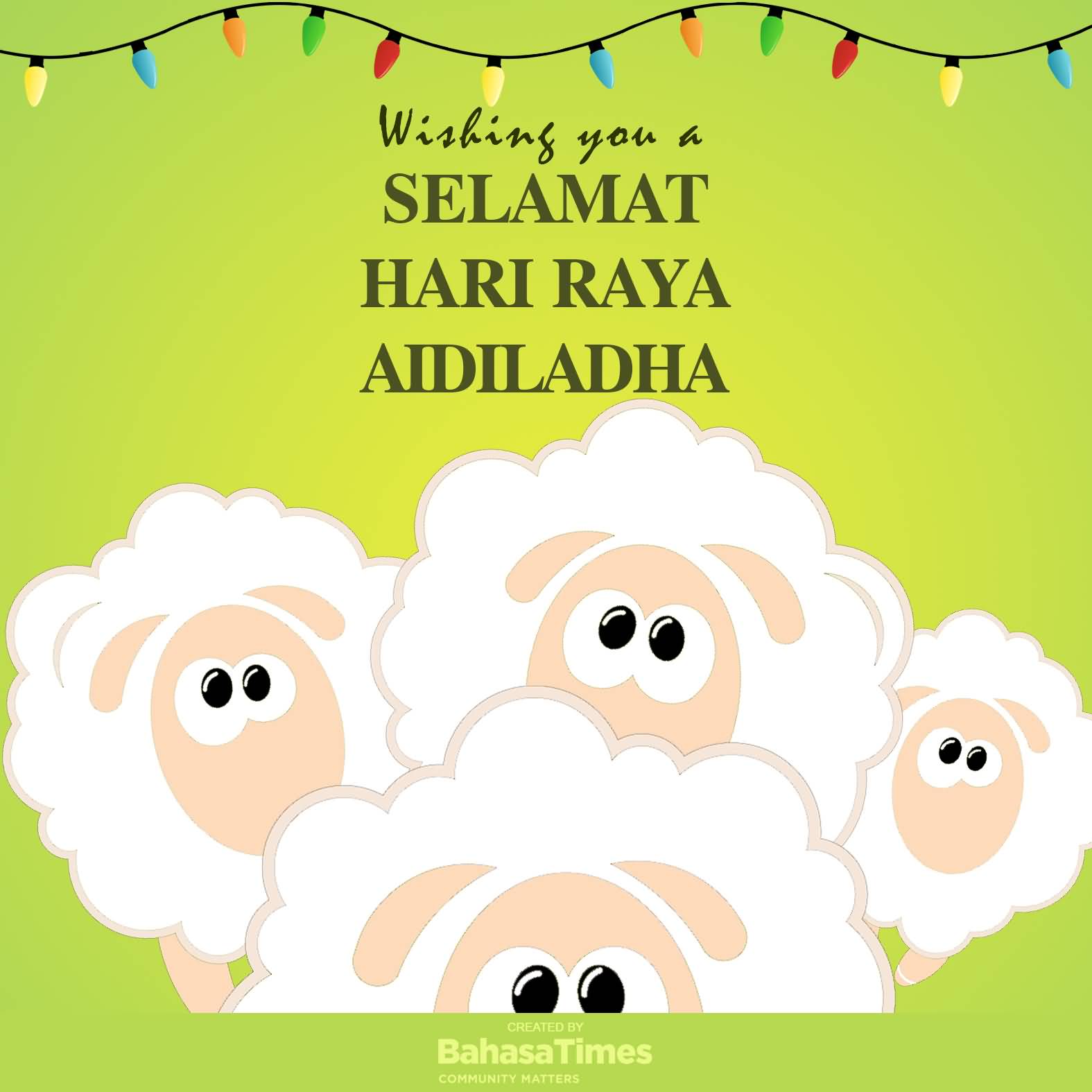 Wishing You A Selamat Hari Raya Aidiladha Sheeps Illustration