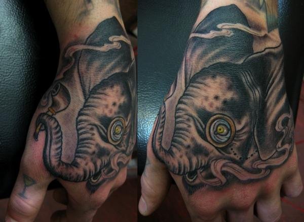Wonderful Elephant Head Tattoo On Hand