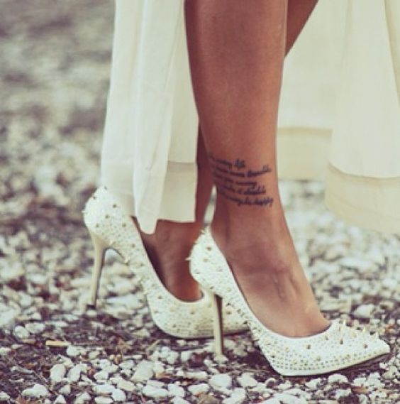 Wording Tattoo On Ankle For Girls