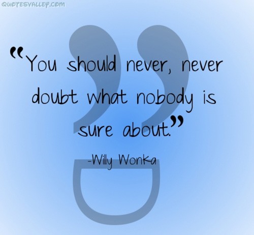 You should never, never doubt what nobody is sure about. willy wonka