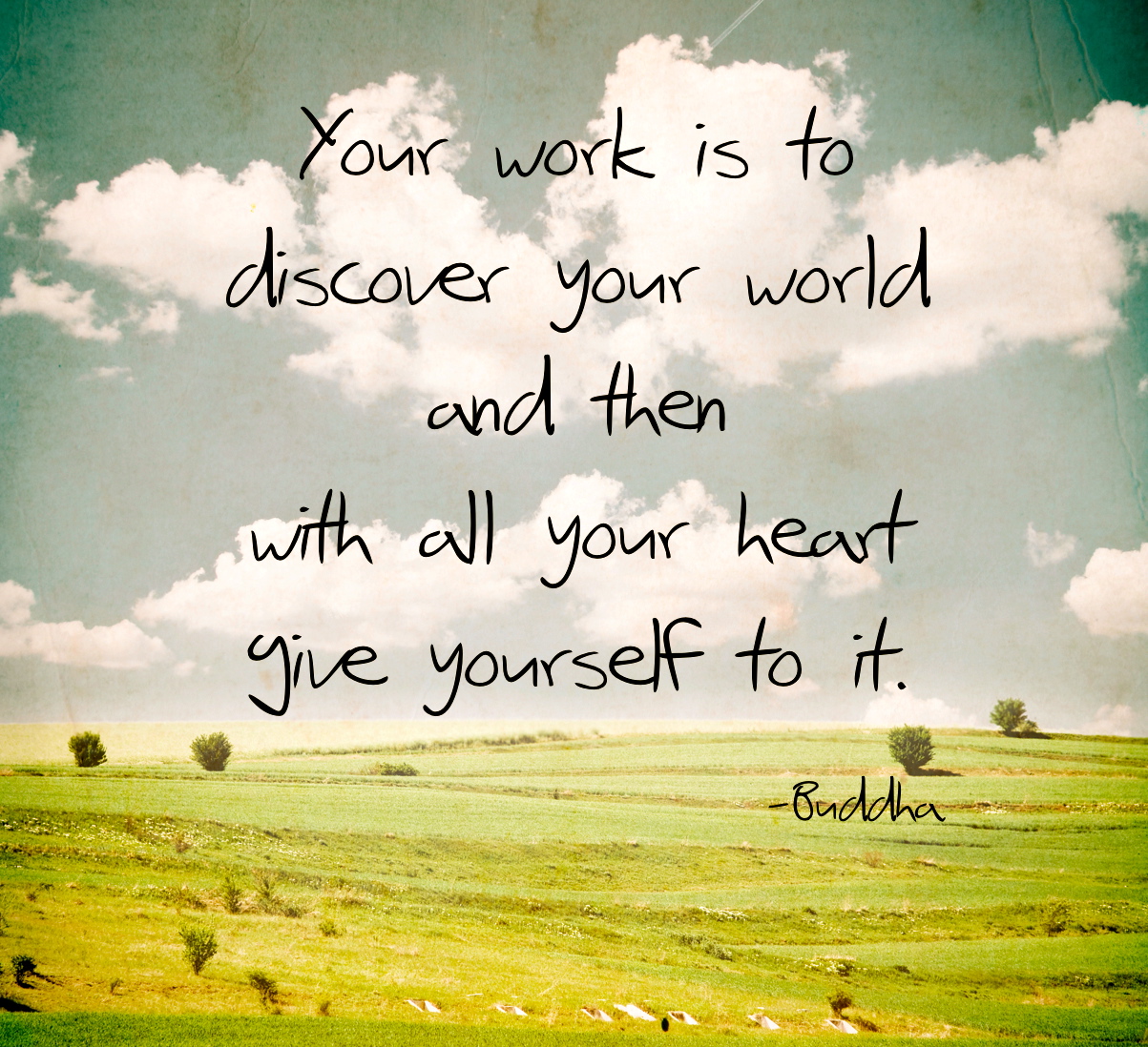Your Work Is To Discares Your World And Then With All Your Heart Give Yourself To It. Buddha