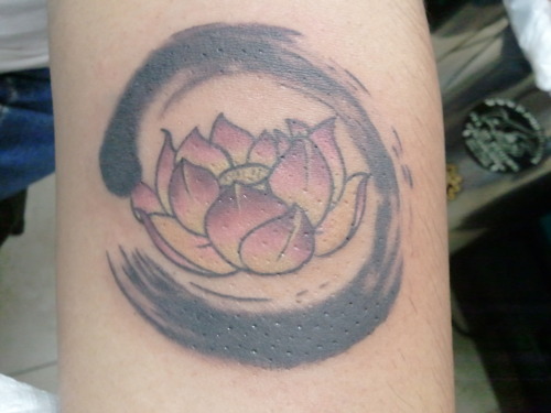 Zen Circle With Lotus Flower Tattoo Design For Forearm