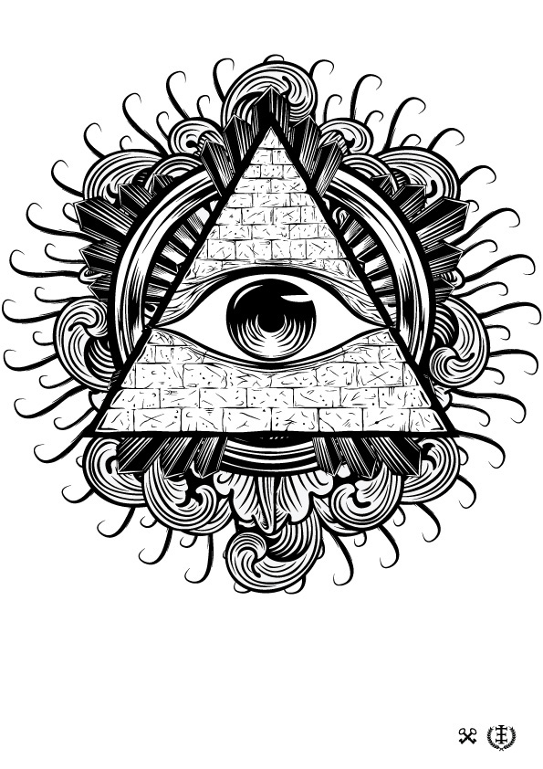 Amazing Black And Grey Triangle Eye Tattoo Design