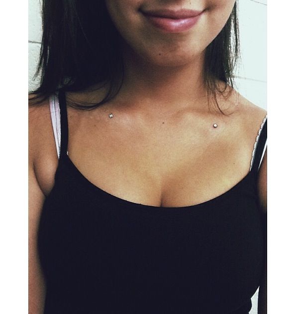 Amazing Clavicle Piercing With Dermals