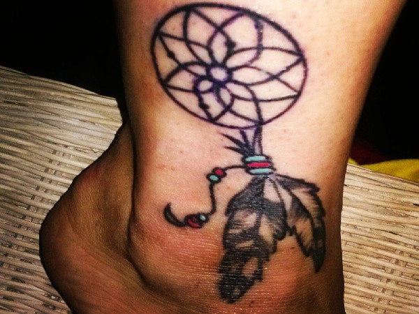 Amazing Dreamcatcher Ankle Tattoo Idea For Girls