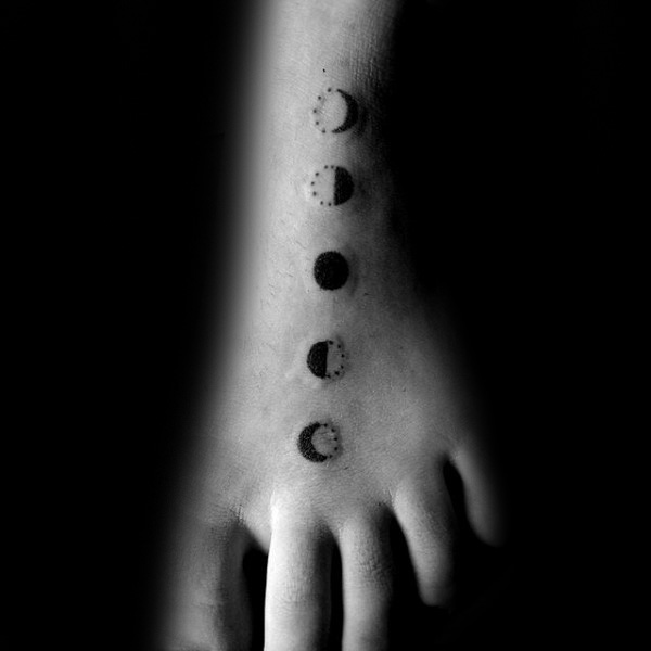 Amazing Phases Of The Moon Tattoo On Left Foot