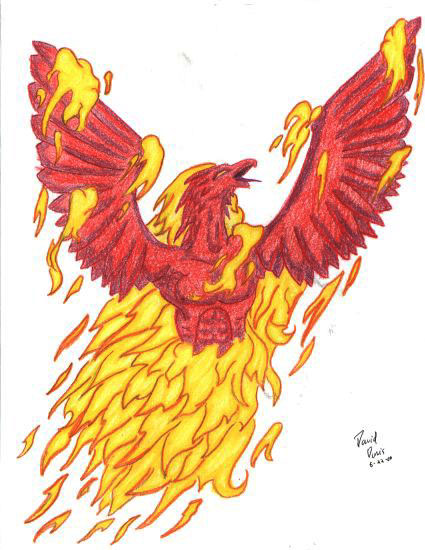 Amazing Rising Phoenix From The Ashes Tattoo Design By