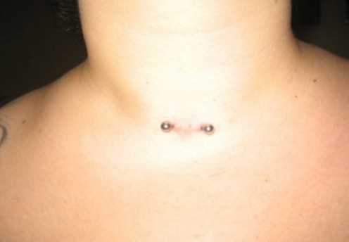 Amazing Silver Barbell Front Neck Piercing