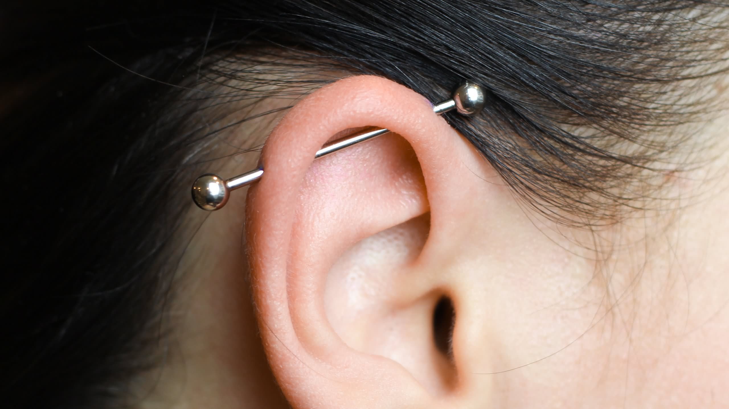 Amazing Silver Barbell Industrial Piercing For Girls