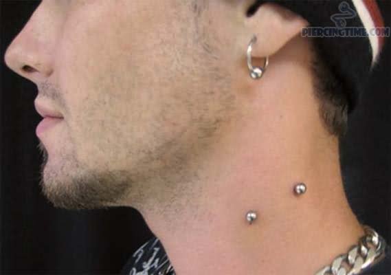 Amazing Silver Barbell Side Neck Piercing