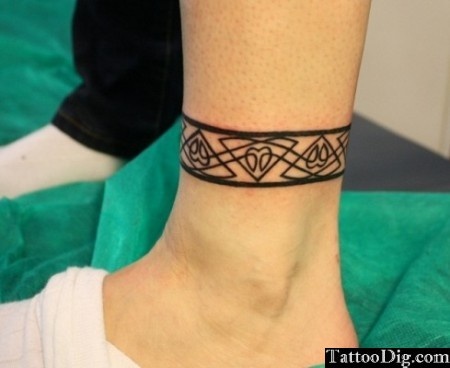 Amazing Tribal Ankle Band Tattoo For Girls