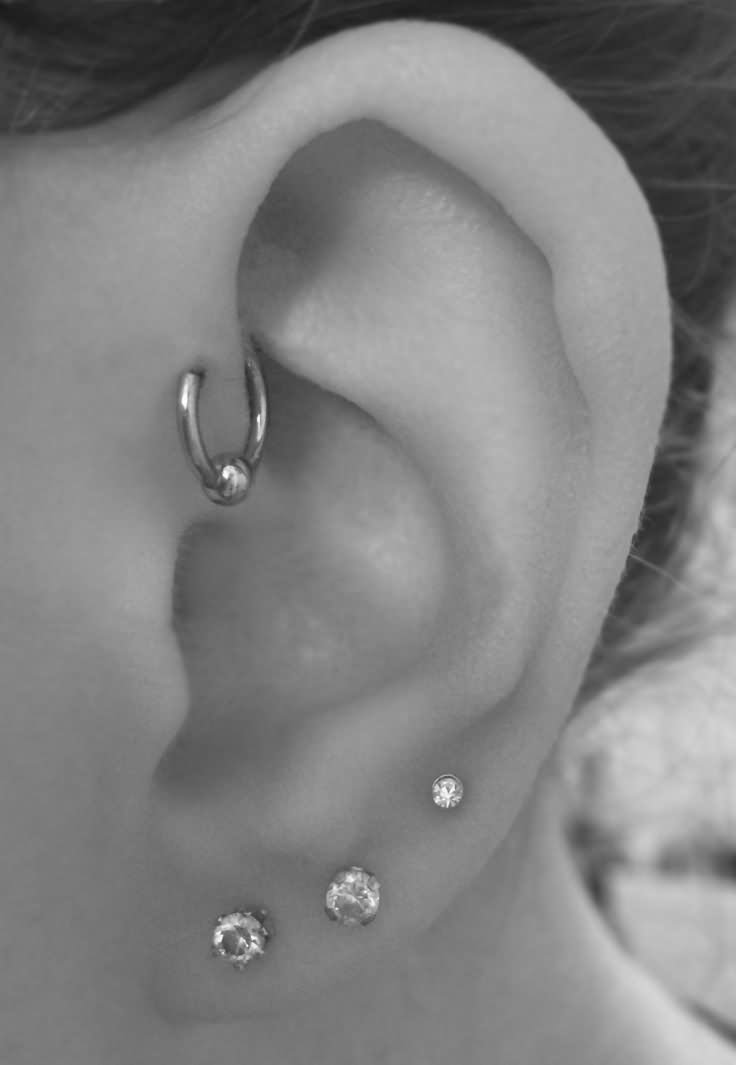 Amazing Triple Lobes And Forward Helix Piercing