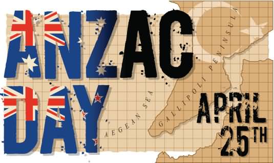 Anzac Day April 25th Map In Background