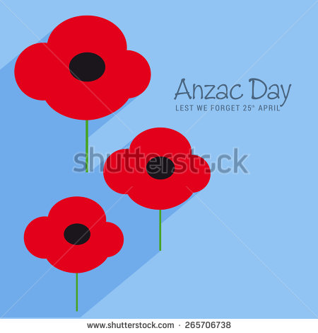 Anzac Day Lest We Forget 25th April Poppy Flowers Clipart