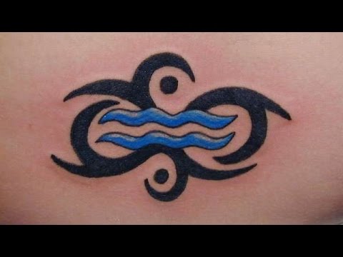 Attractive Aquarius Zodiac Sign Tattoo Design