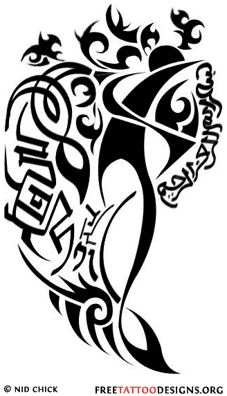 Attractive Black Tribal Aquarius Zodiac Sign Tattoo Stencil