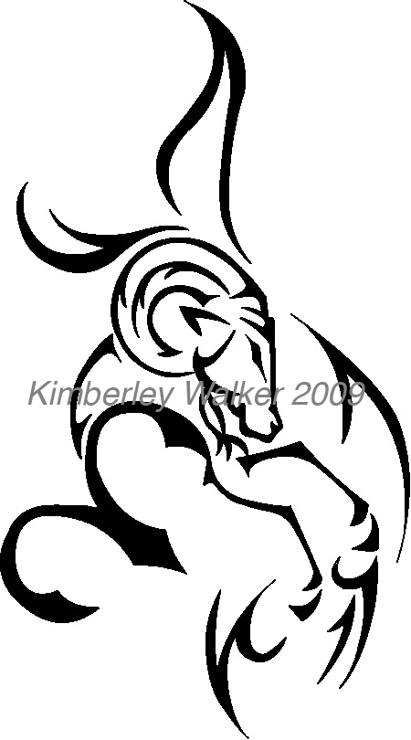 Attractive Black Tribal Aries Zodiac Sign Tattoo Design By Cubular66