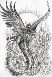 Attractive Flying Phoenix Bird Tattoo Design
