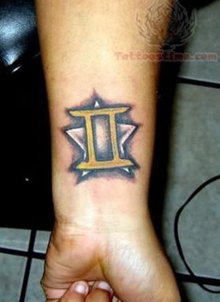 Attractive Gemini Zodiac Sign Tattoo On Wrist