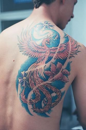 Attractive Phoenix Tattoo On Man Right Back Shoulder