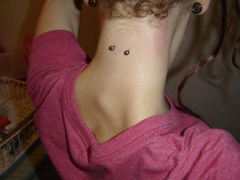 Awesome Back Neck Piercing Picture