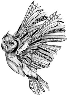 Awesome Black And Grey Flying Owl Tattoo Design