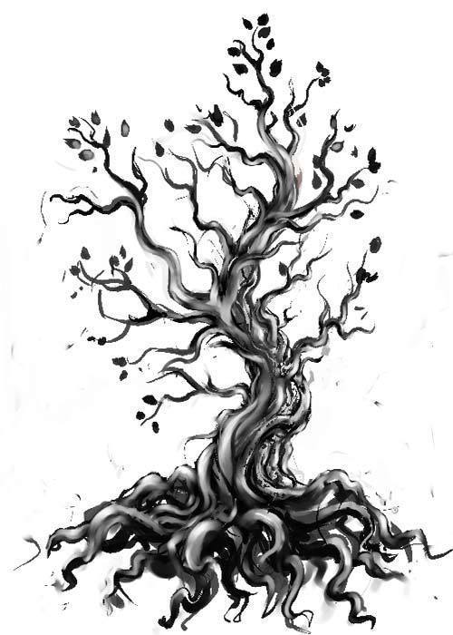 Awesome Black And Grey Tree Of Life Tattoo Design