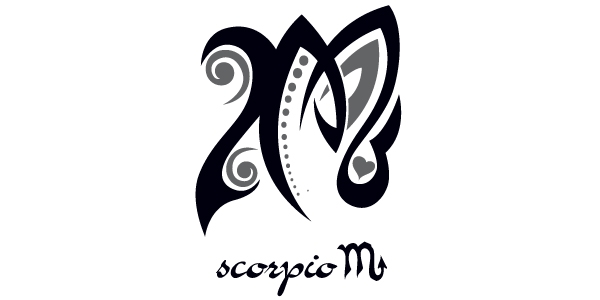 Awesome Black Ink Scorpio Zodiac Sign Tattoo Design