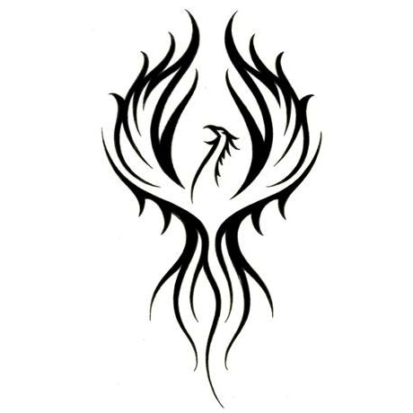 Awesome Black Tribal Flying Phoenix Tattoo Design