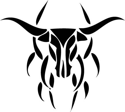 Awesome Black Tribal Taurus Zodiac Sign Tattoo Design