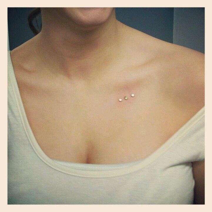 Awesome Clavicle Piercing With Triple Dermals