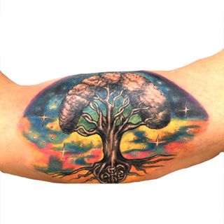Awesome Colorful Tree Of Life Tattoo Design For Bicep