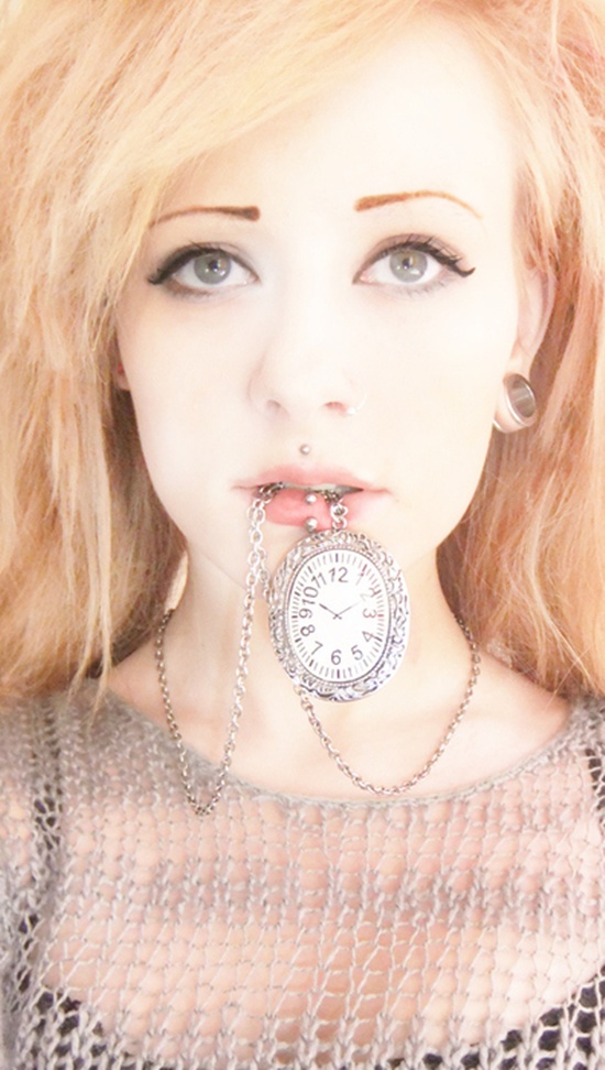 Awesome Labret And Medusa Piercing