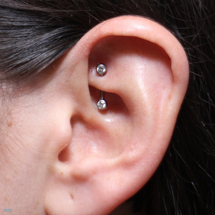 Awesome Rook Piercing On Girl Left Ear