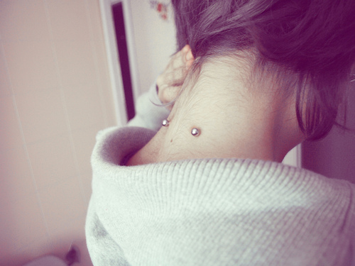 Awesome Silver Barbell Piercing For Girls
