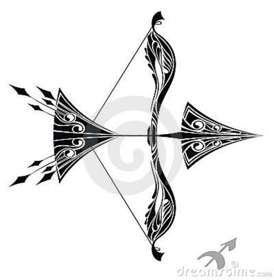 Beautiful Black Sagittarius Zodiac Sign Tattoo Design