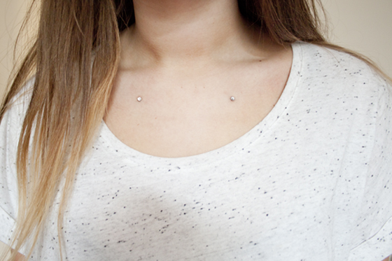 Beautiful Clavicle Piercing For Young Girls