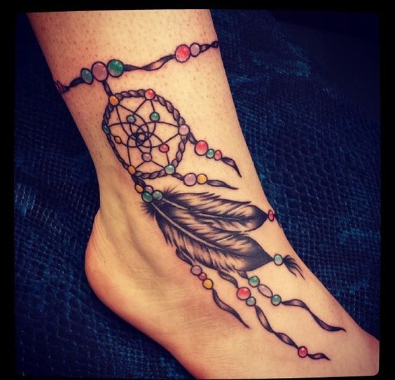 Beautiful Dreamcatcher Ankle Tattoo