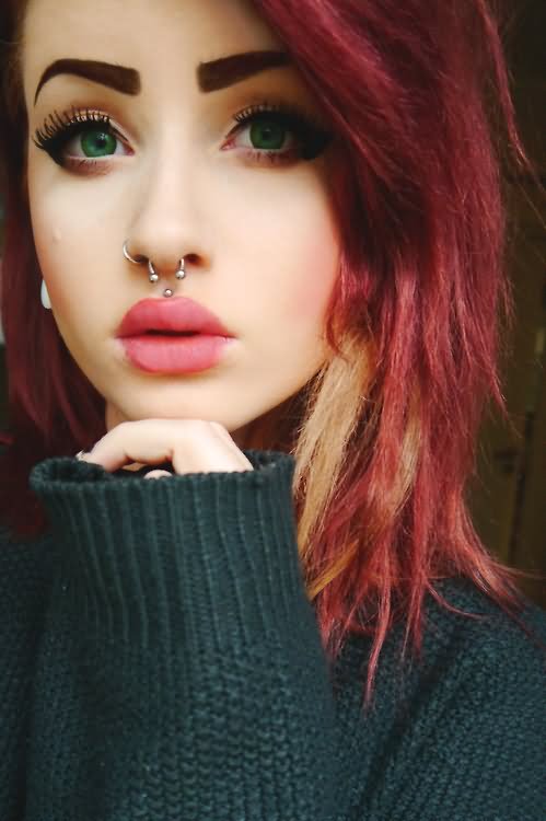 Beautiful Girl with Medusa And Septum Piercing