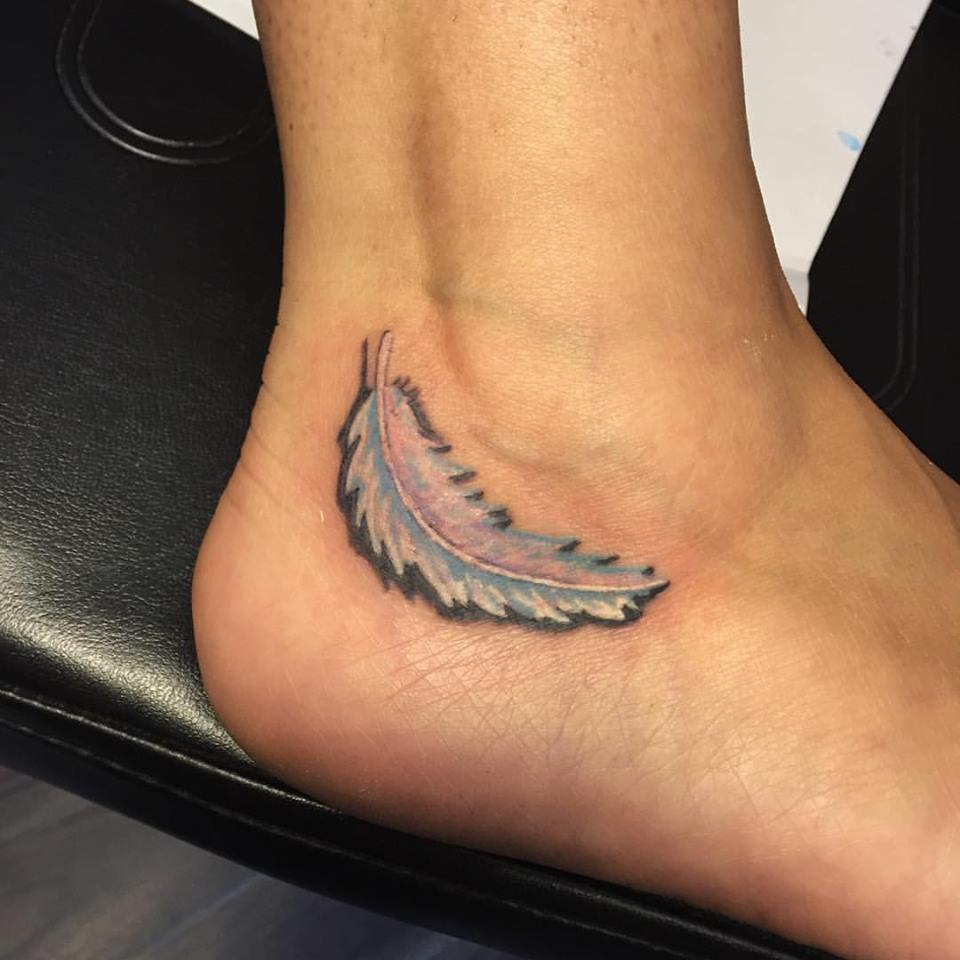 Beautiful Indian Feather Ankle Tattoo