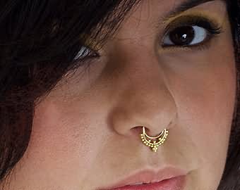 Beautiful Septum Piercing With Gold ring