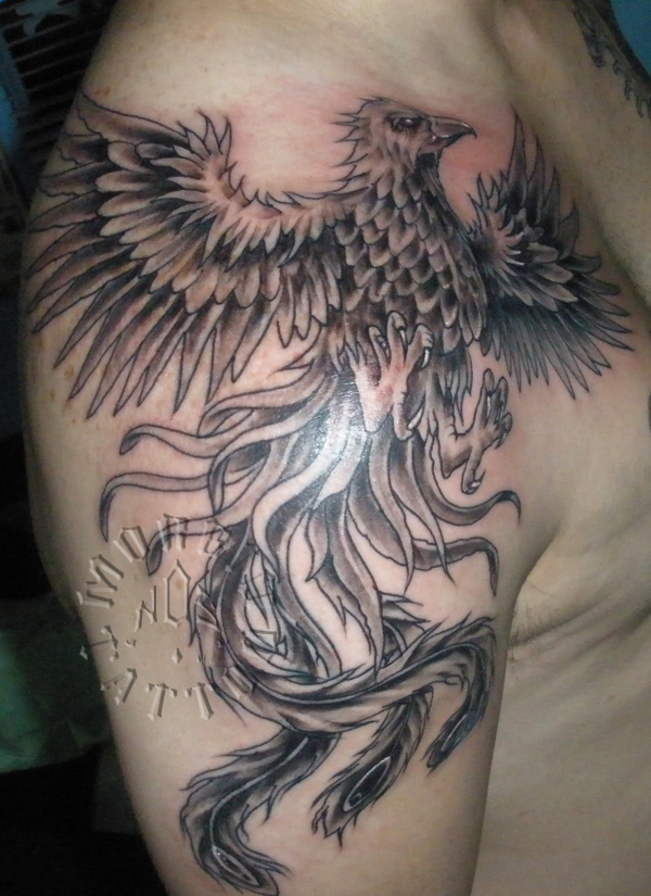 Full sleeve black and grey Phoenix tattoo tattoos phoenix tattoos...